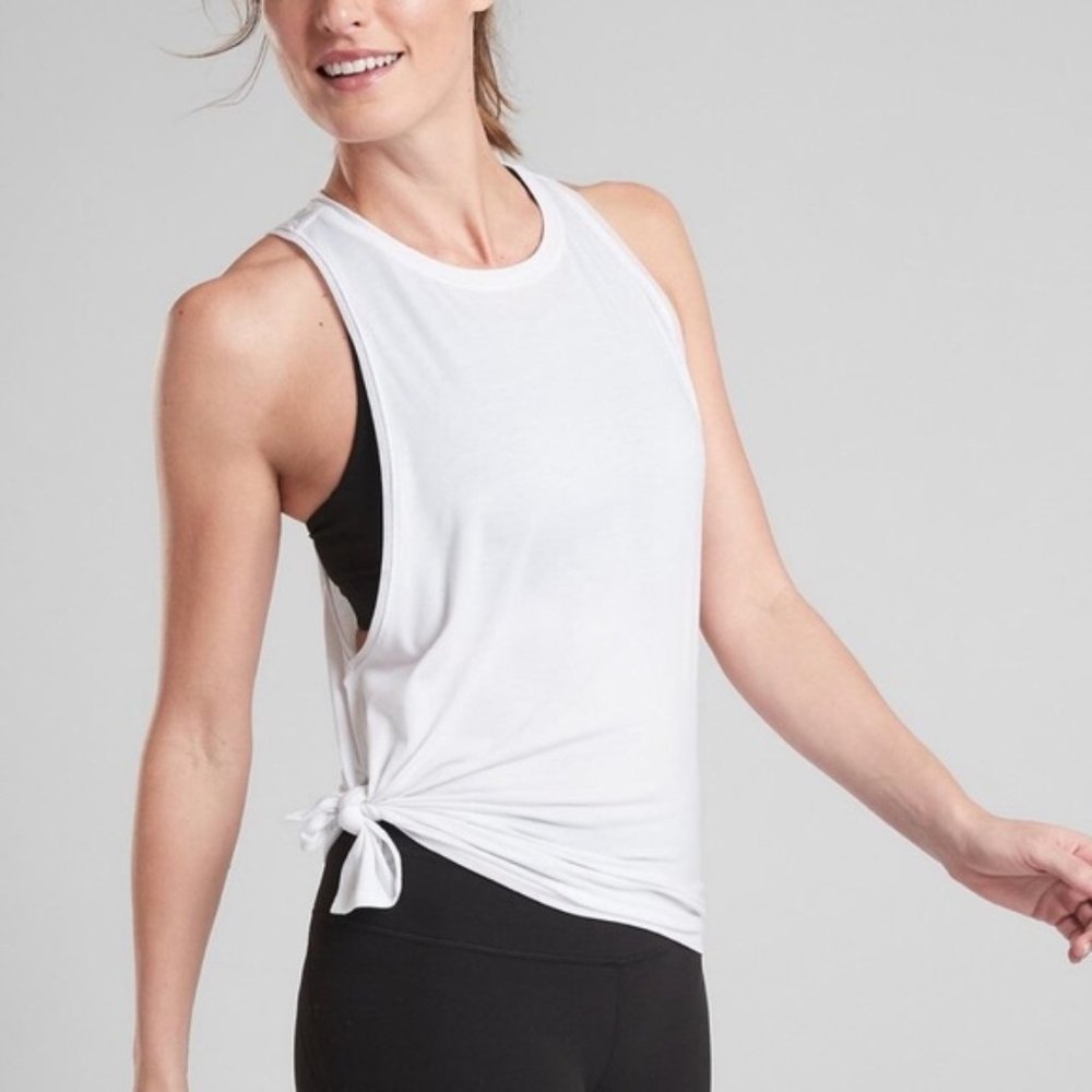 Athleta Essence Mesh Details White Tank Top Loose Fit Women’s Size: XS